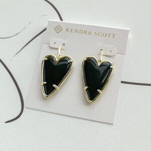 ✨Kendra Scott✨ Ansley Heart Gold Earrings Black Obsidian